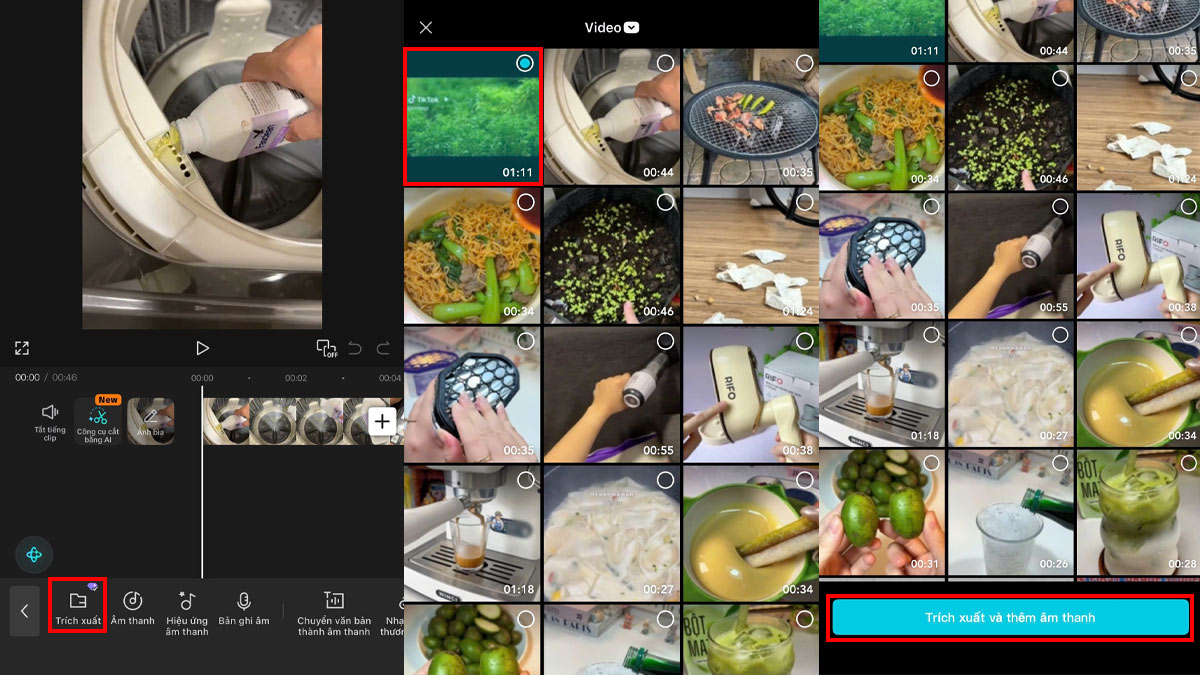 Cách chèn nhạc TikTok và YouTube vào video iPhone bước 3