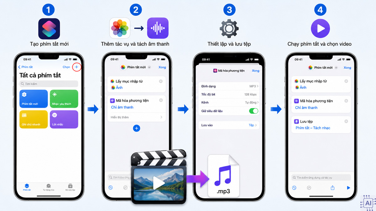 Mẹo tách nhạc từ video trên iPhone bằng Shortcuts