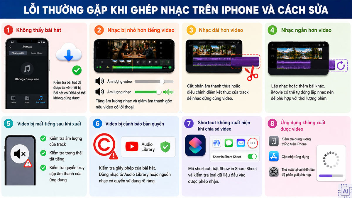 Lỗi thường gặp khi ghép nhạc trên iPhone và cách sửa
