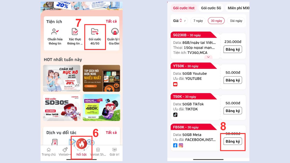 Hướng dẫn đăng ký gói 5G Viettel sinh viên tại nhà bước 2