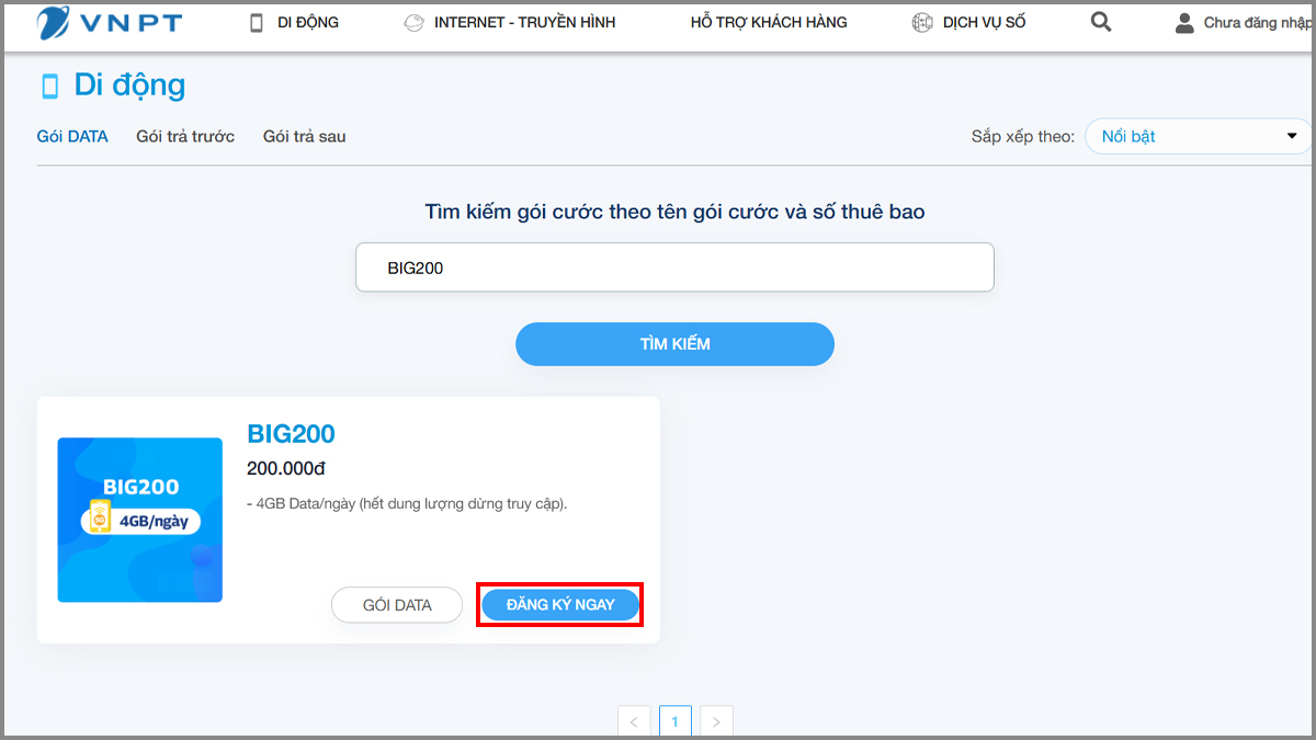 Đăng ký gói BIG200 qua website Digishop bước 3