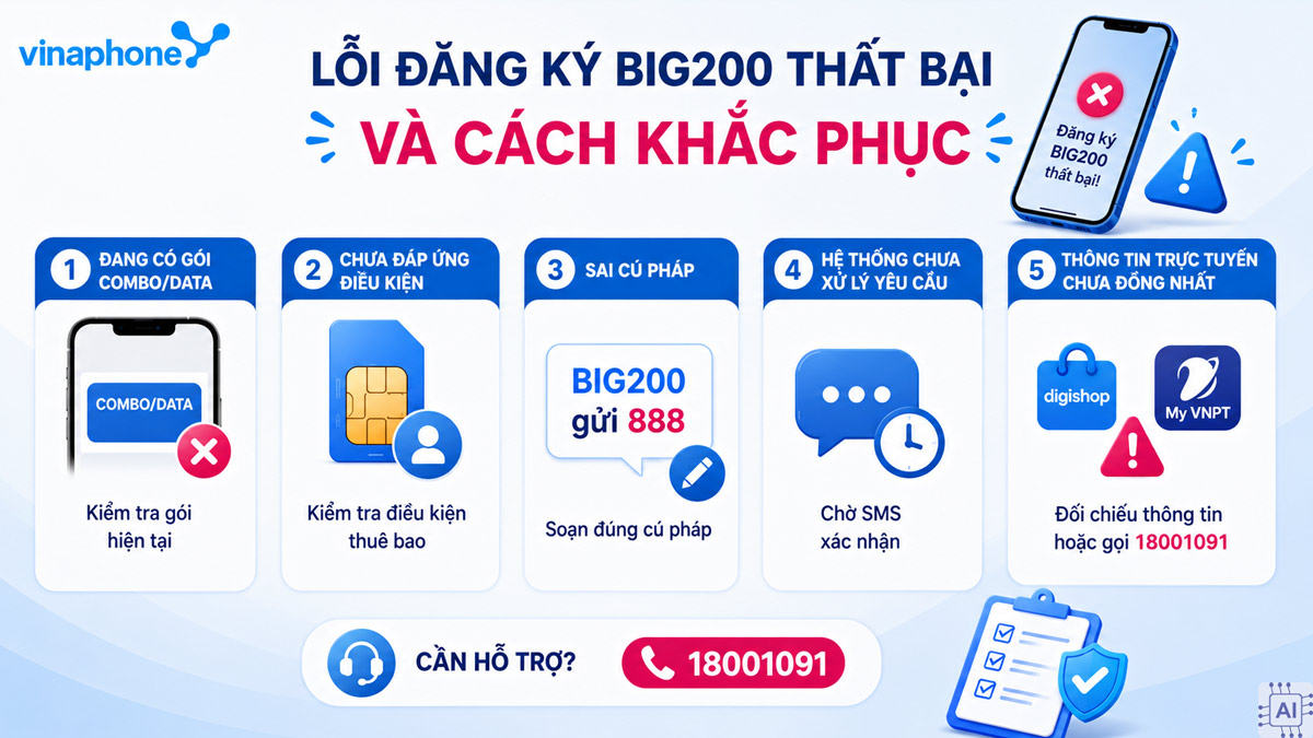 Lỗi đăng ký BIG200 thất bại và cách khắc phục
