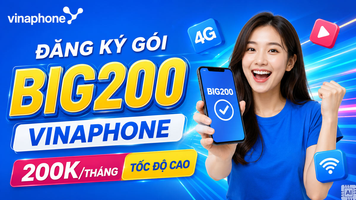Đăng ký gói BIG200 VinaPhone 200K/tháng tốc độ cao