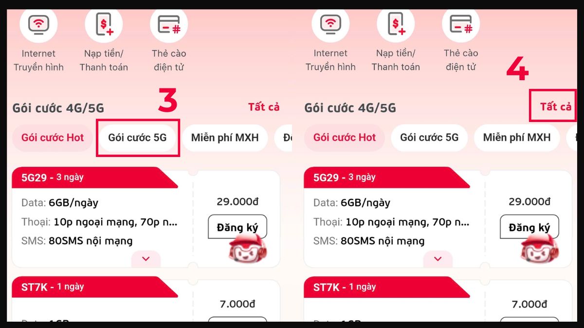 Cách đăng ký gói 5G Viettel 1 năm bước 2