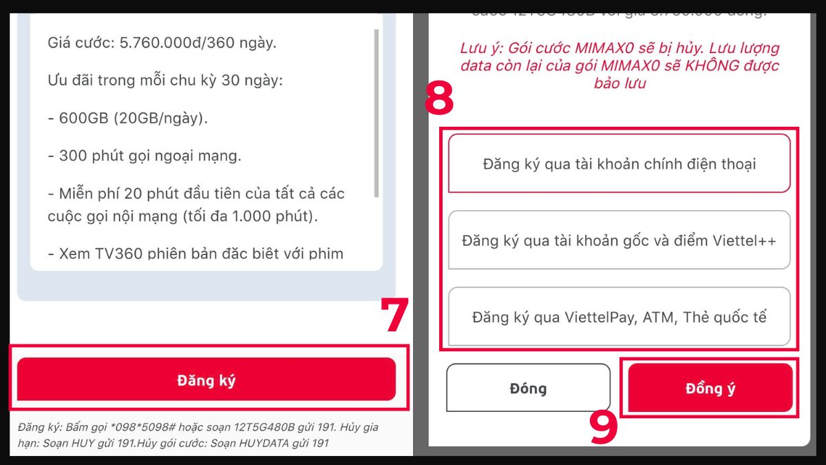 Cách đăng ký gói 5G Viettel 1 năm bước 4