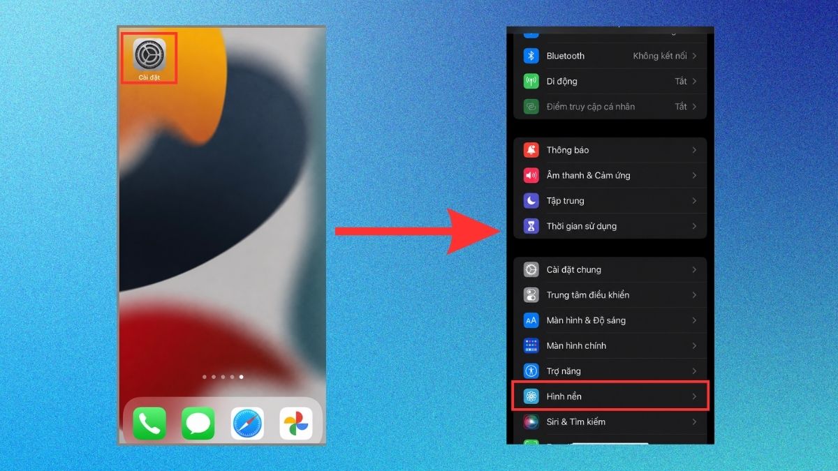 Hướng dẫn cài đặt hình nền iPhone 12 bước 1