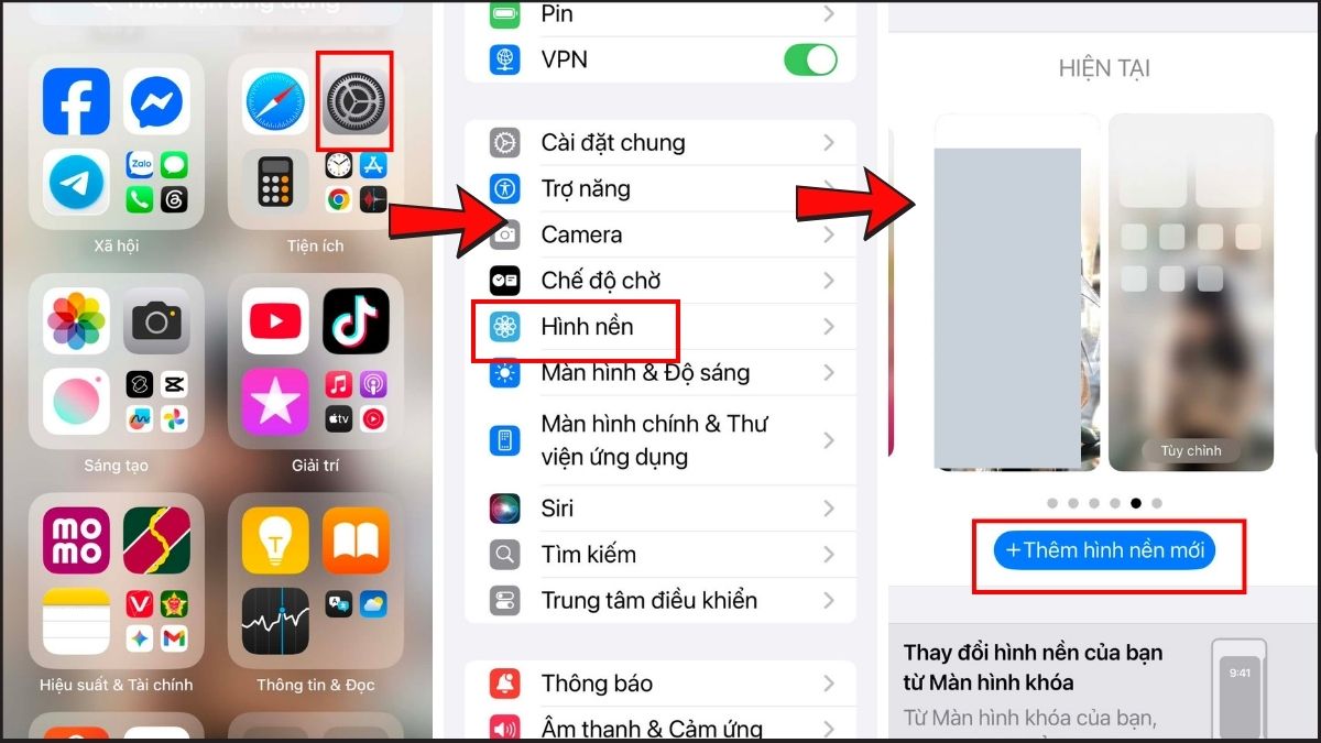 Hướng dẫn cài đặt hình nền trên iPhone bước 1