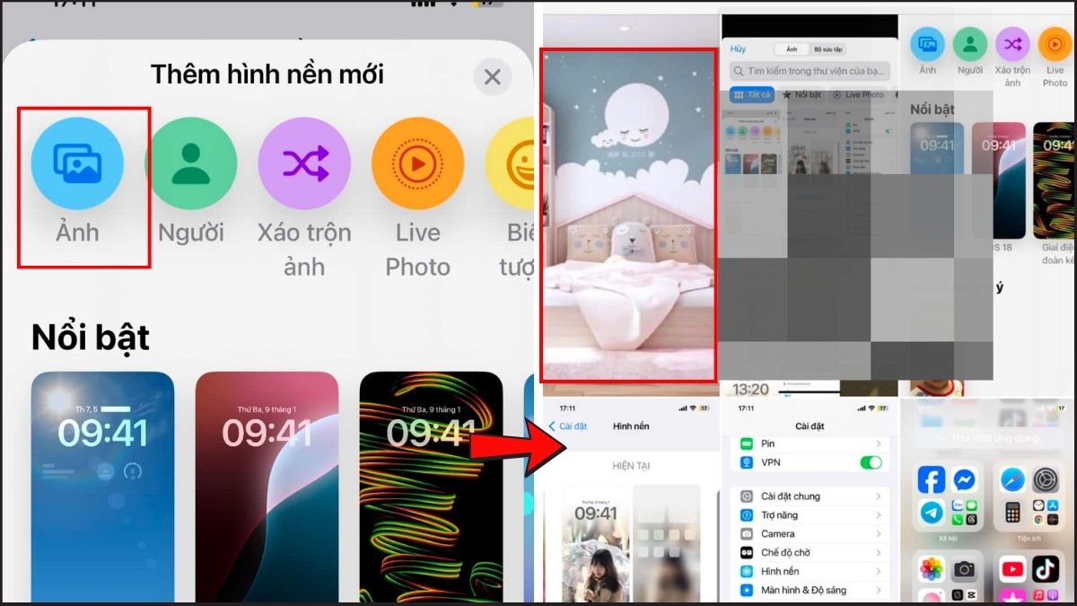 Hướng dẫn cài đặt hình nền trên iPhone bước 2