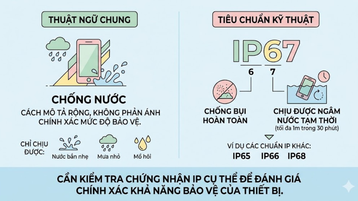 Có phải thiết bị ghi chống nước là đạt IP67 không?