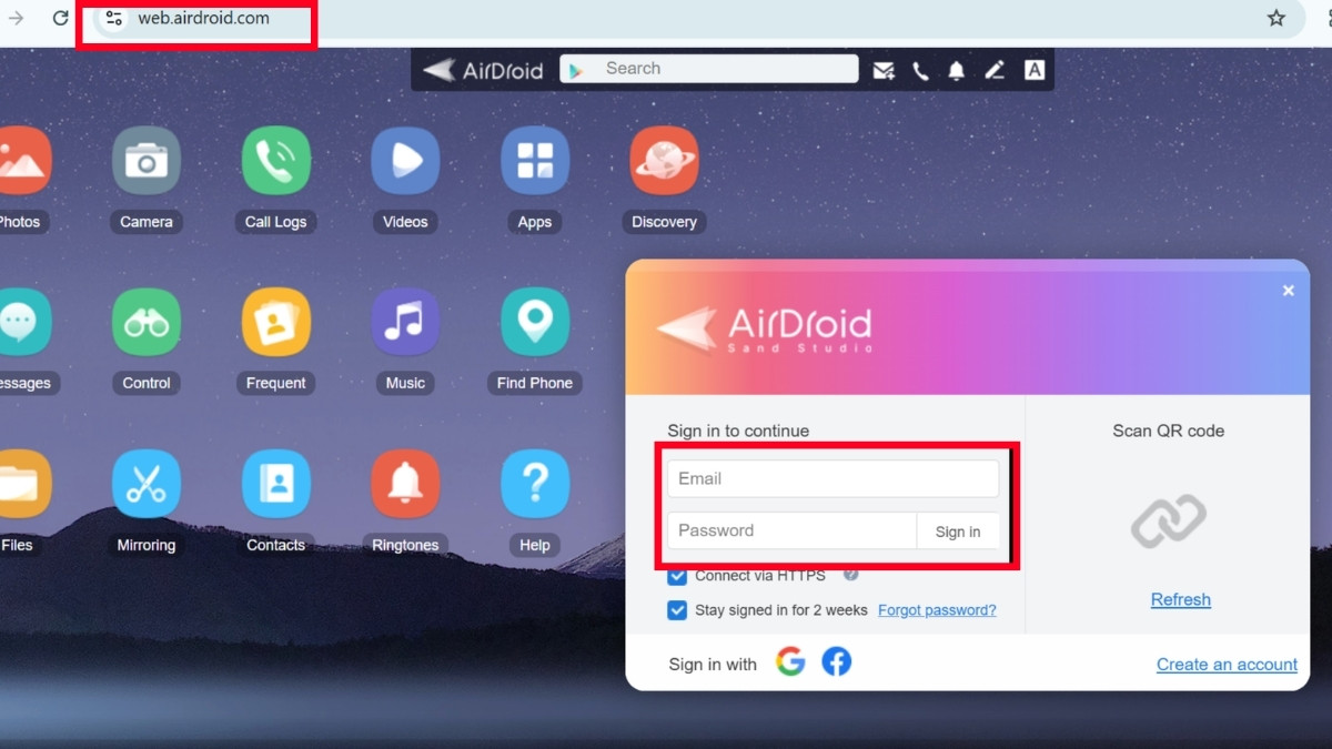 Kết nối điện thoại Android với máy tính bằng ứng dụng AirDroid bước 2