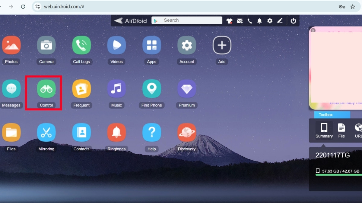 Kết nối điện thoại Android với máy tính bằng ứng dụng AirDroid bước 3