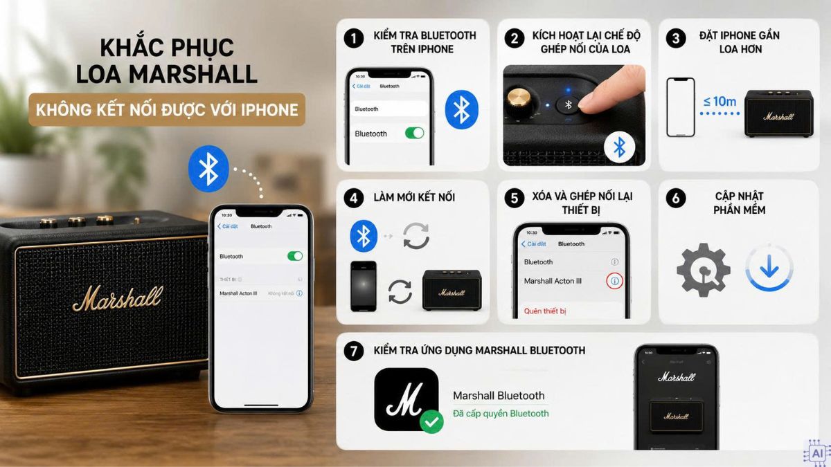 Cách khắc phục loa Marshall không kết nối được với iPhone