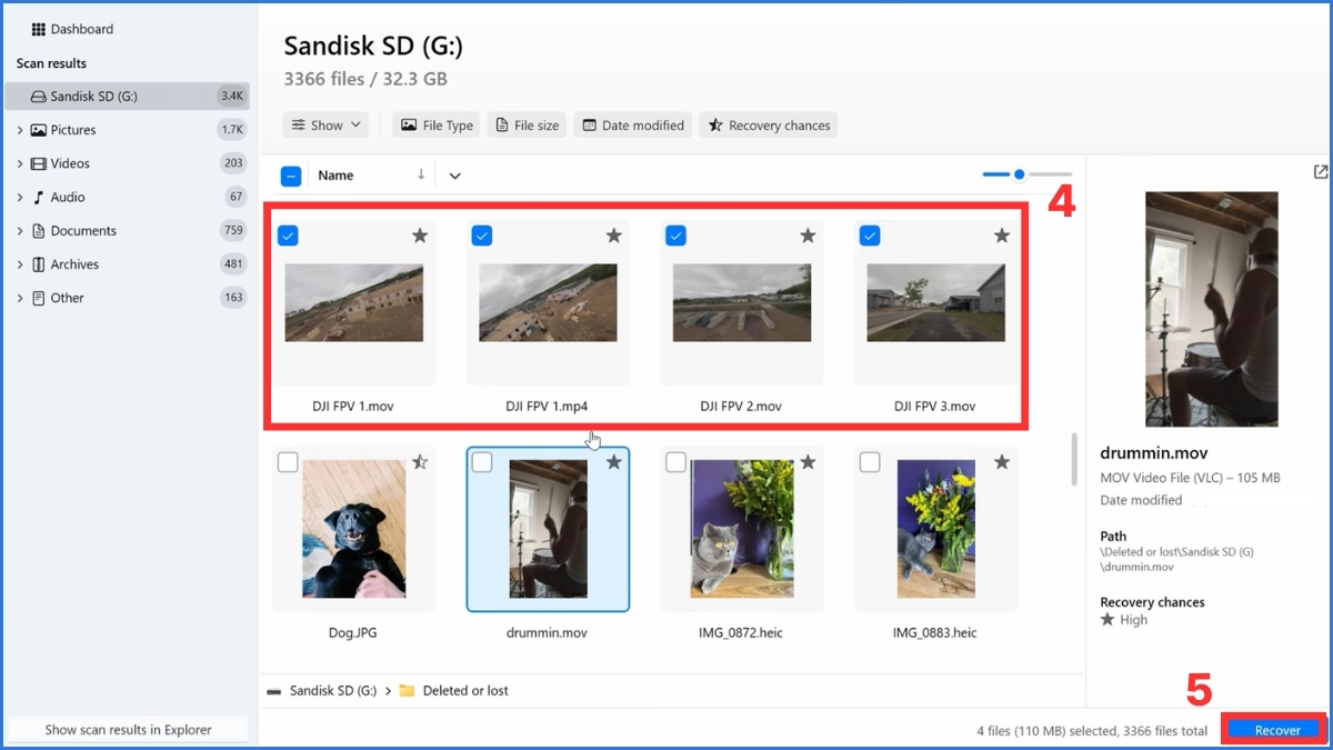 Các bước xử lý dữ liệu thẻ nhớ khi vô tình format bước 4
