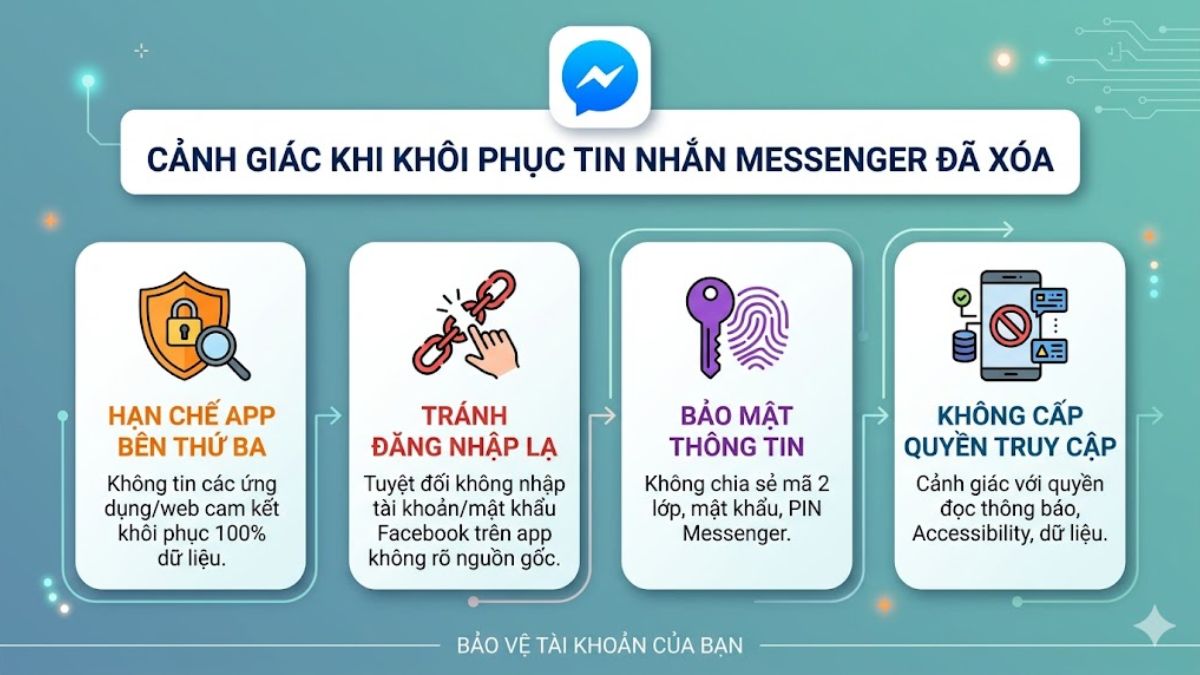 Lưu ý bảo mật khi tìm cách khôi phục tin nhắn Messenger đã xóa
