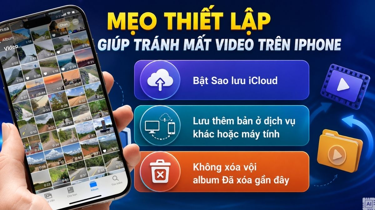 Mẹo thiết lập giúp tránh mất video trên iPhone