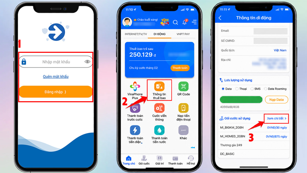 Kiểm tra gói cước trên app My VNPT