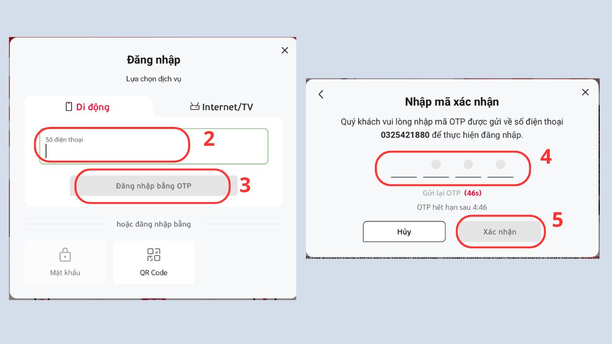 Cách kiểm tra dung lượng còn của Viettel trên Website bước 2