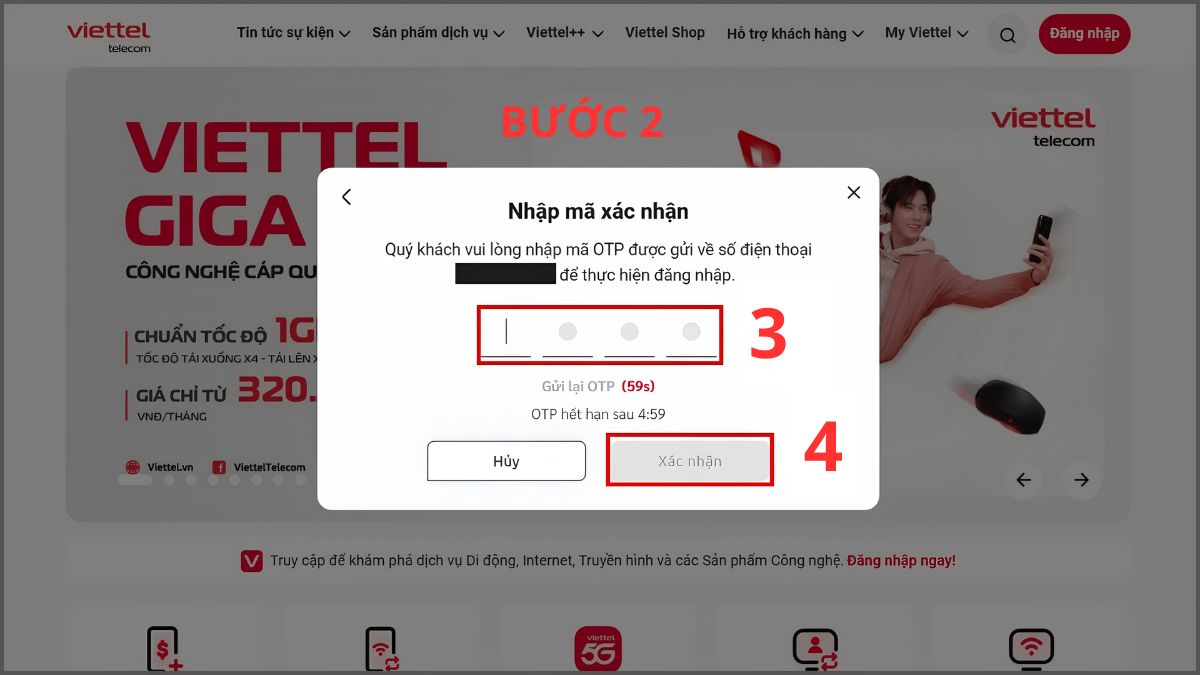 kiểm tra gói cước Viettel có thể đăng ký qua Website Viettel bước 1