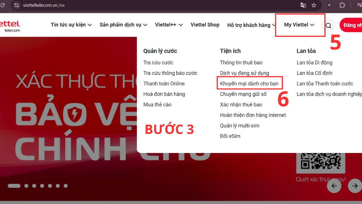 kiểm tra gói cước Viettel có thể đăng ký qua Website Viettel bước 3