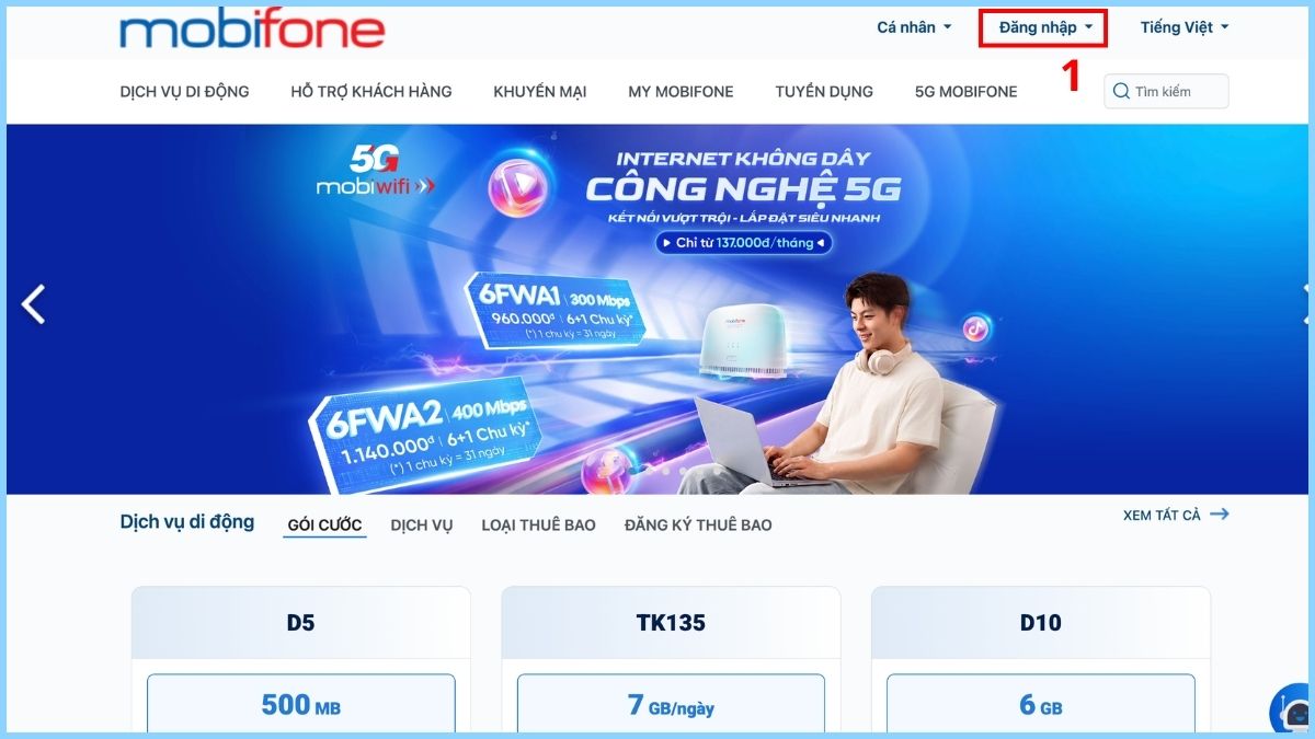 Kiểm tra online trên website MobiFone bước 1