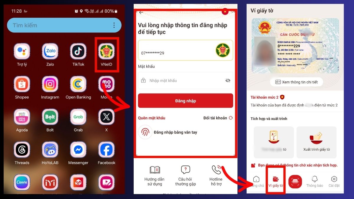 Kiểm tra thông tin thuê bao bằng VNeID bước 1