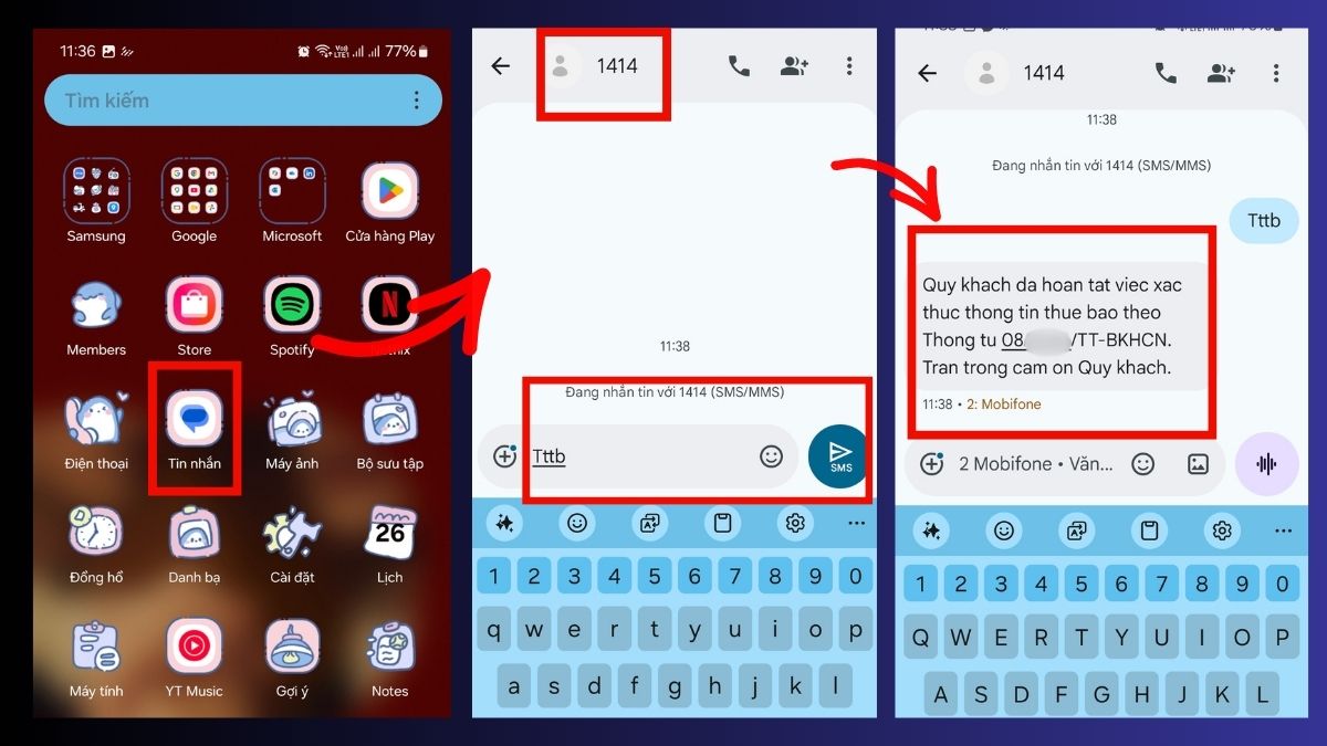 Kiểm tra thông tin thuê bao qua tin nhắn