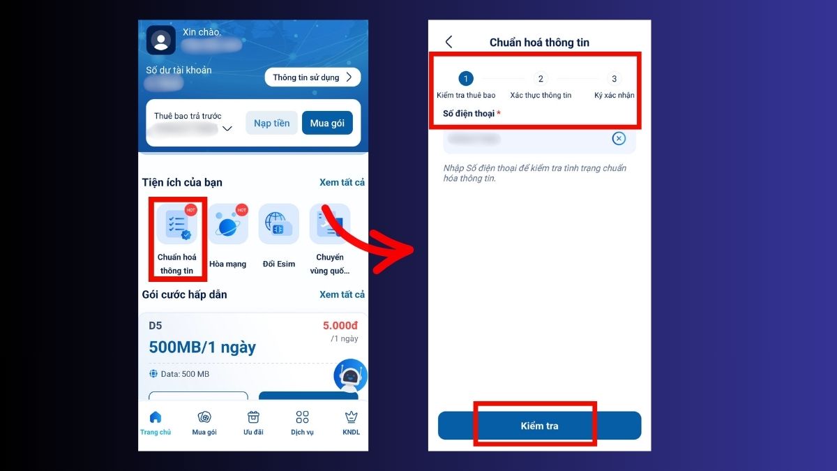 Hướng dẫn chuẩn hóa thông tin thuê bao MobiFone bước 3