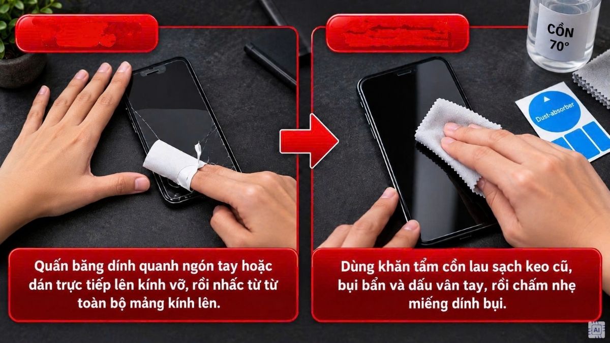 Cách tháo và thay kính cường lực an toàn tại nhà bước 2