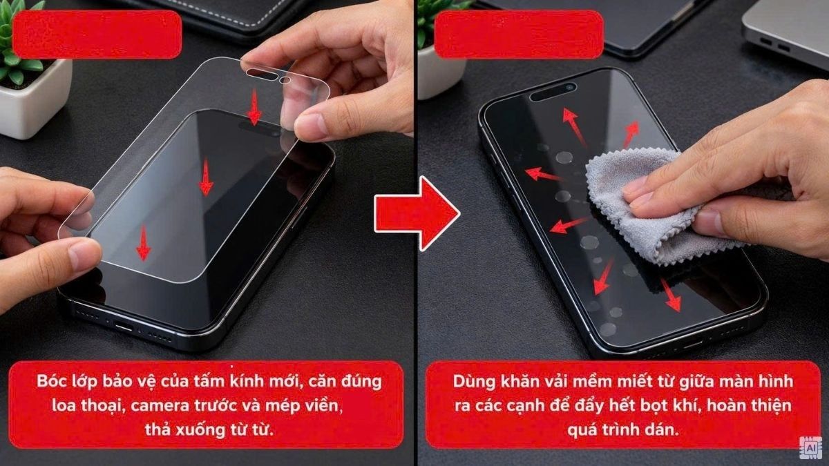 Cách tháo và thay kính cường lực an toàn tại nhà bước 3