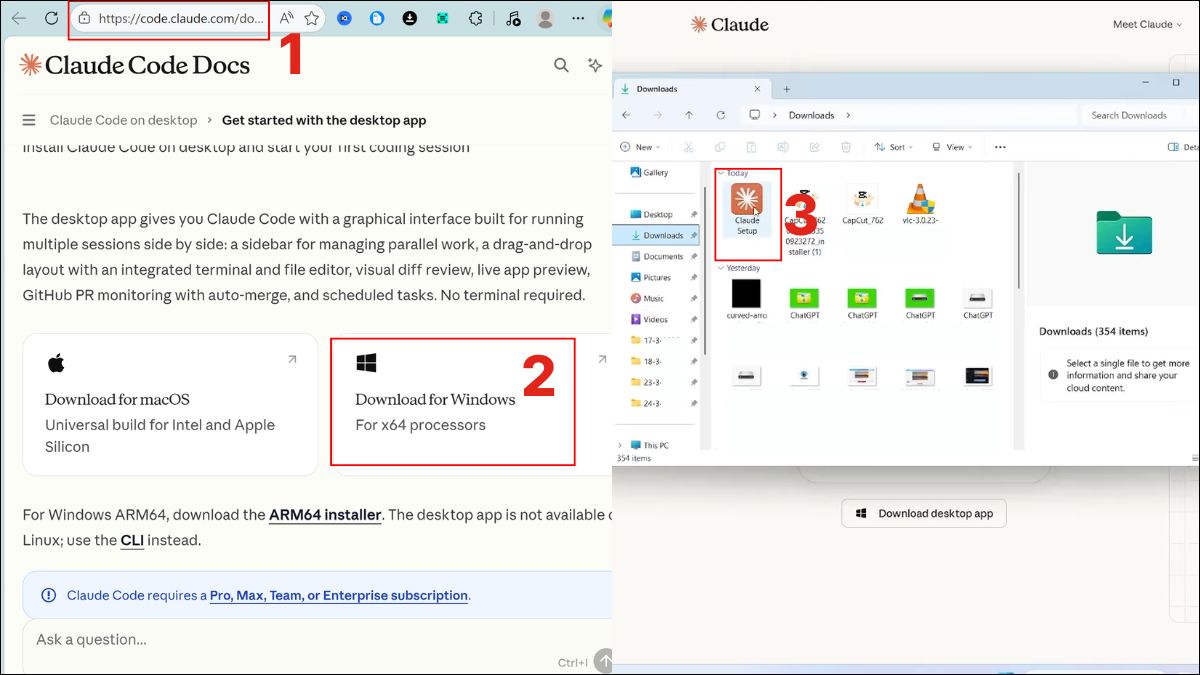 cách Cài đặt Claude Desktop và tạo Project Folder bước 1