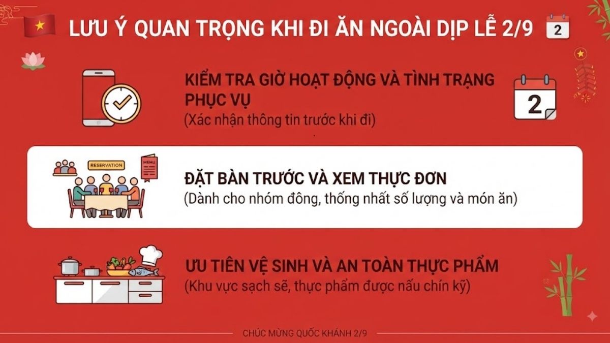 Lưu ý quan trọng khi đi ăn ngoài dịp lễ 2/9