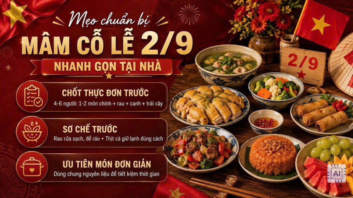 Mẹo chuẩn bị mâm cỗ lễ 2/9 nhanh gọn tại nhà
