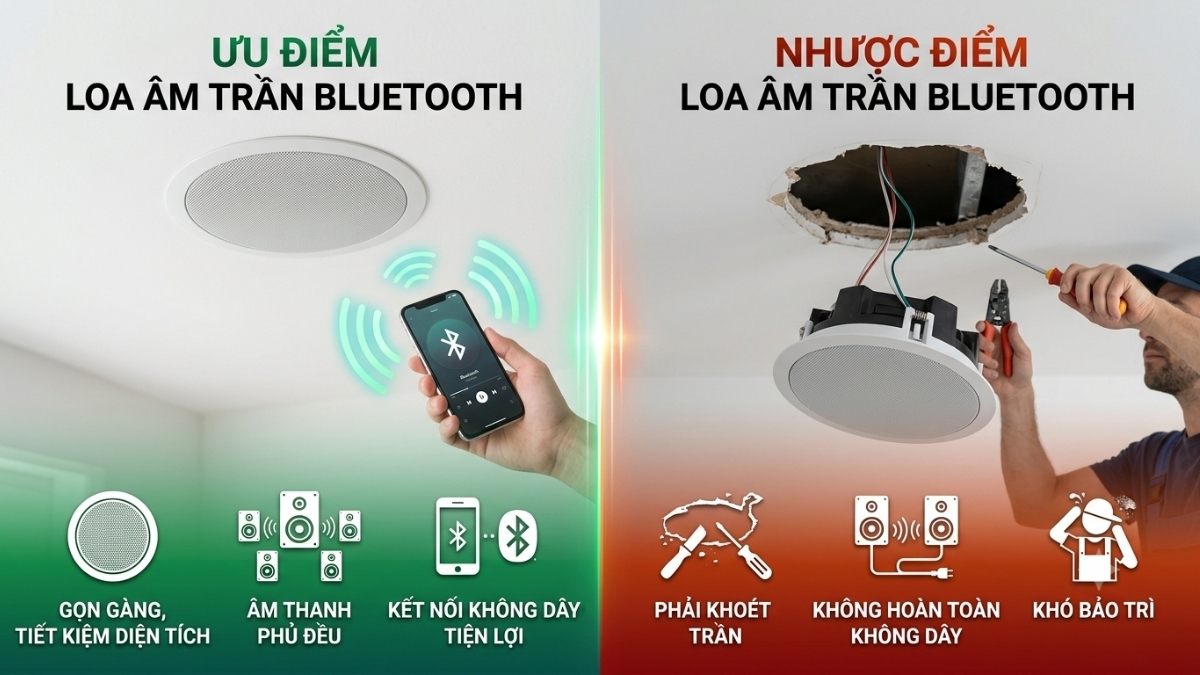 Ưu điểm và nhược điểm Loa âm trần Bluetooth khi sử dụng