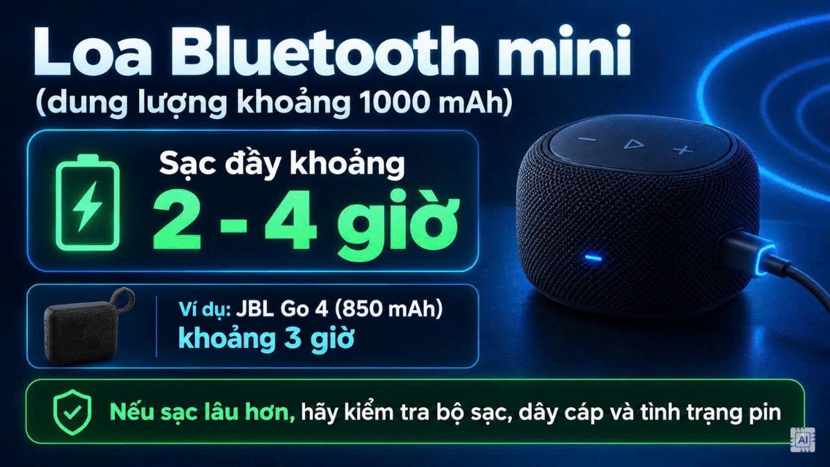 Loa Bluetooth mini sạc bao lâu thì đầy