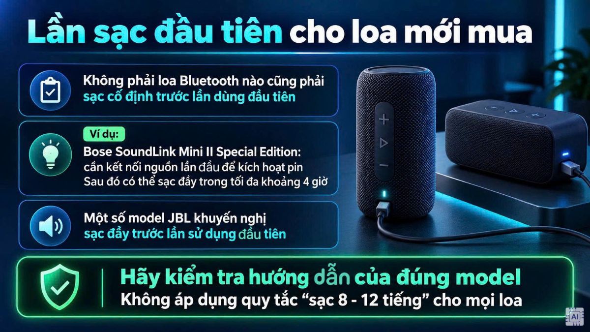 Lần sạc đầu tiên cho loa mới mua