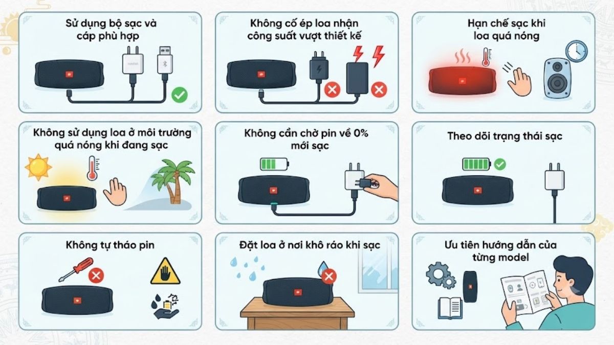 Lưu ý sạc loa Bluetooth đúng cách tránh chai pin