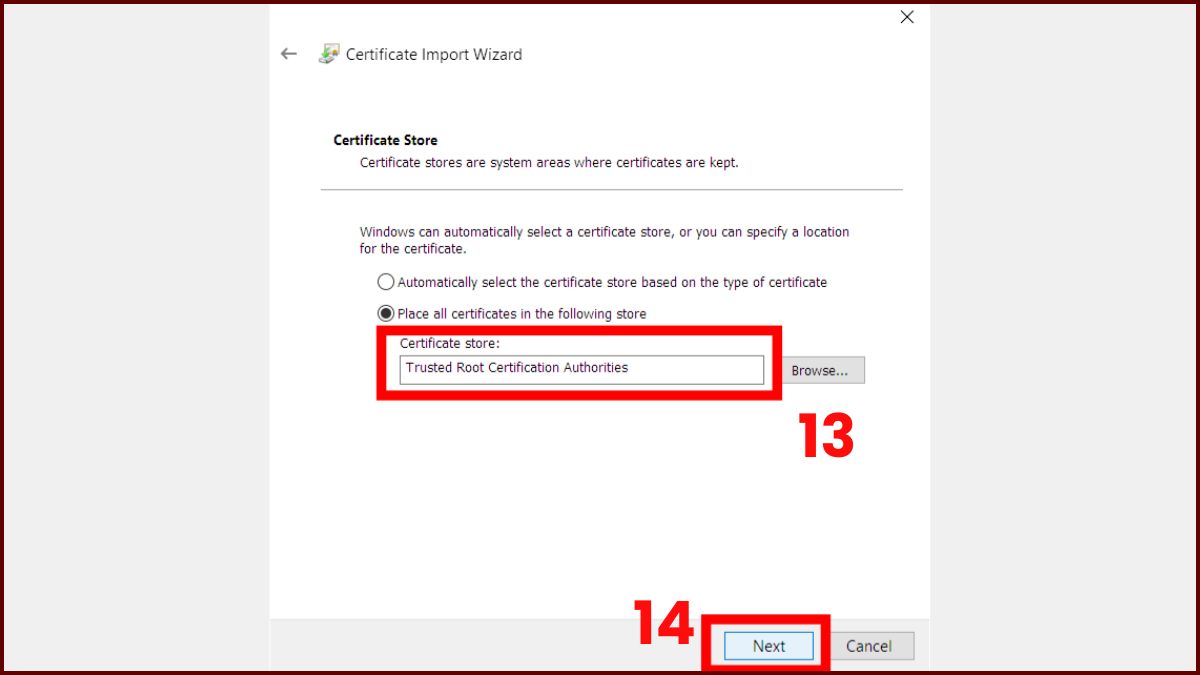 Thêm chứng chỉ SSL thủ công cho Google Chrome bước 6