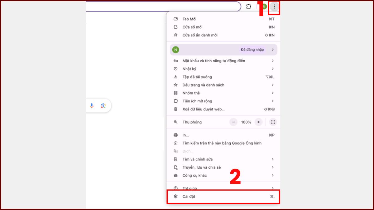 Khôi phục cài đặt mặc định của Chrome bước 1