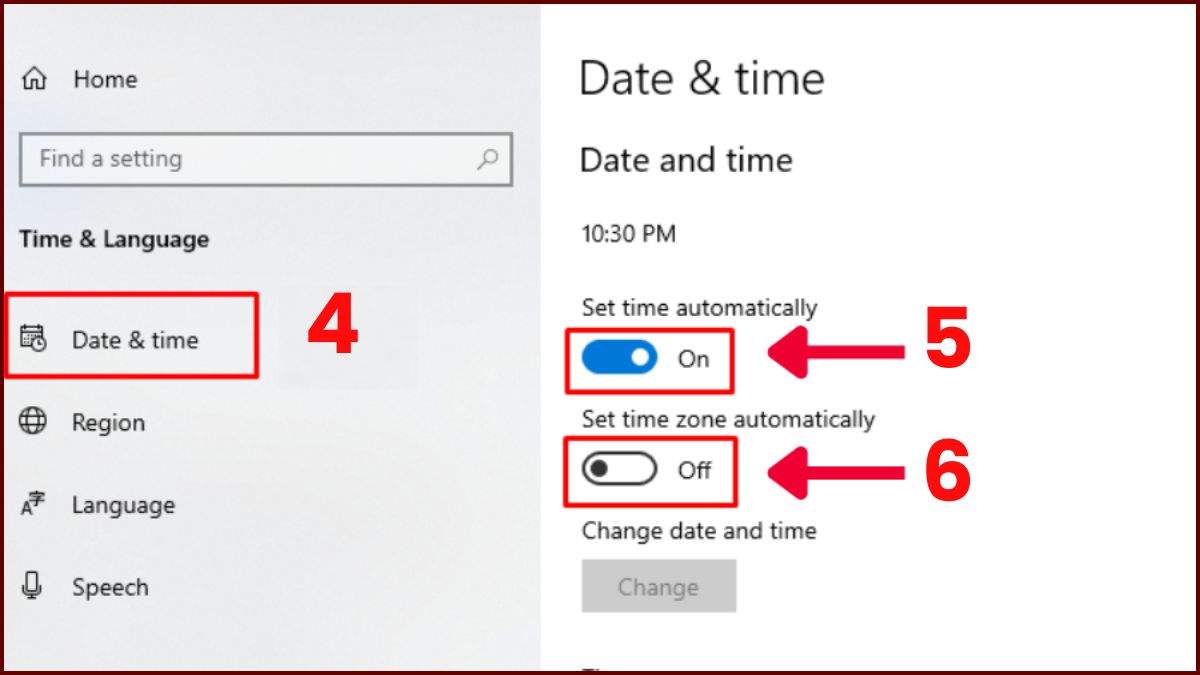 Thiết lập lại múi giờ và ngày tháng cho máy tính bước 3