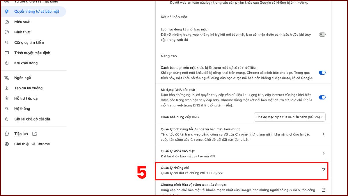 Thêm chứng chỉ SSL thủ công cho Google Chrome bước 2