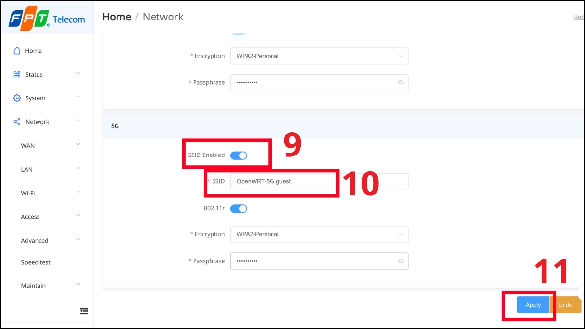 cách Tách riêng băng tần wifi 2.4GHz và 5GHz bước 4