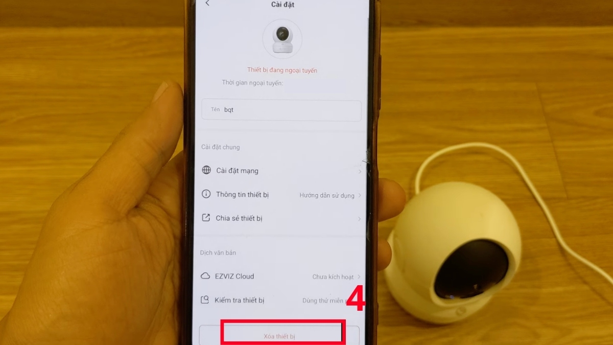 Cách Reset camera Ezviz từ đầu bước 4