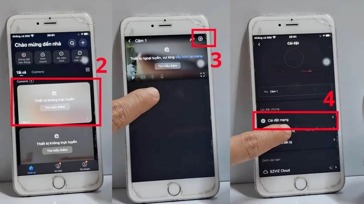 Cách cài lại camera Ezviz khi thay đổi wifi hoặc mật khẩu mới bước 2
