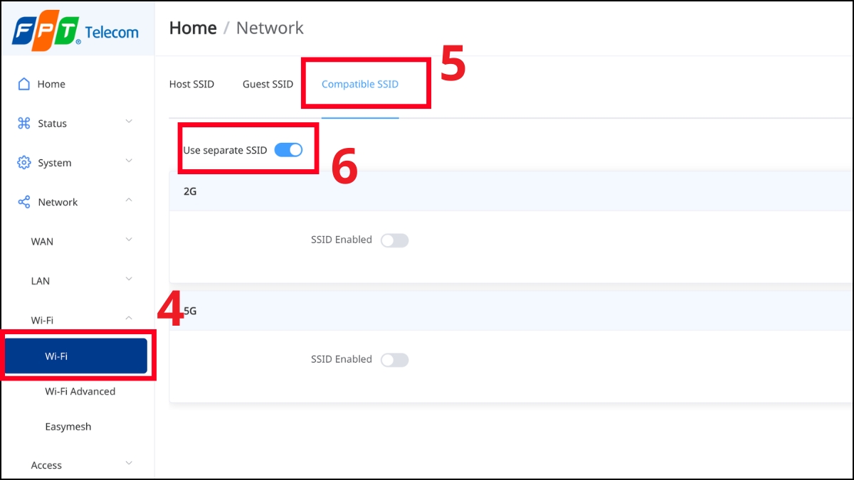 cách Tách riêng băng tần wifi 2.4GHz và 5GHz bước 2