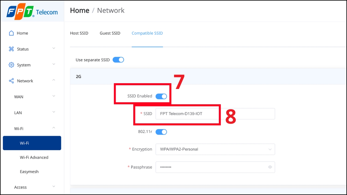 cách Tách riêng băng tần wifi 2.4GHz và 5GHz bước 3