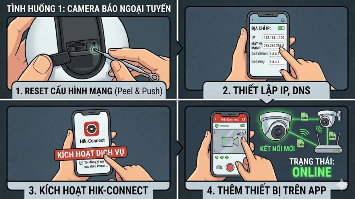 Tình huống 1: Vừa đổi nhà mạng thì camera báo ngoại tuyến