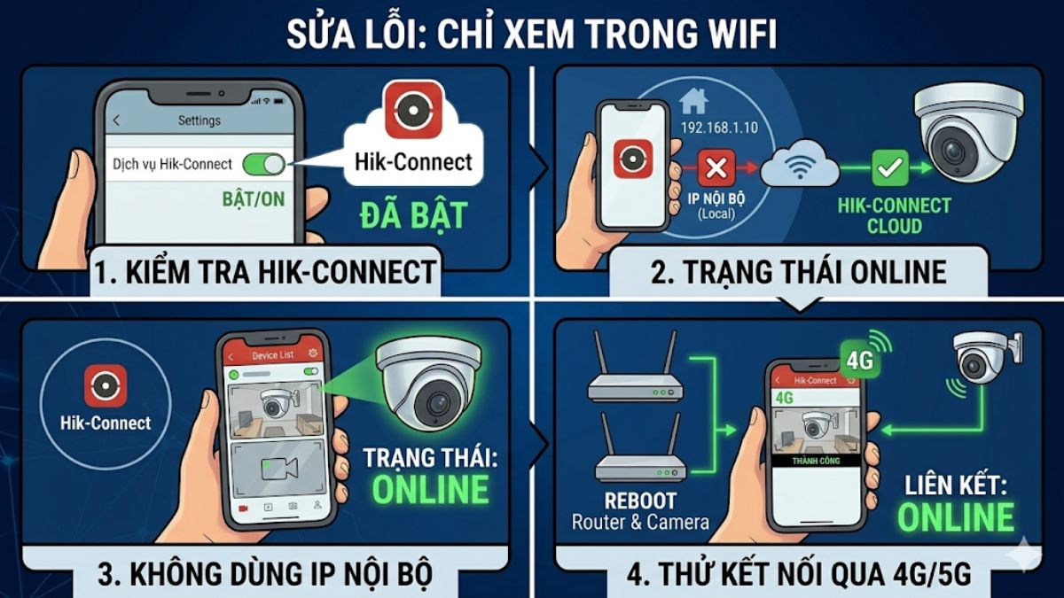 Tình huống 3: Chỉ xem được trong WiFi, ra ngoài thì offline