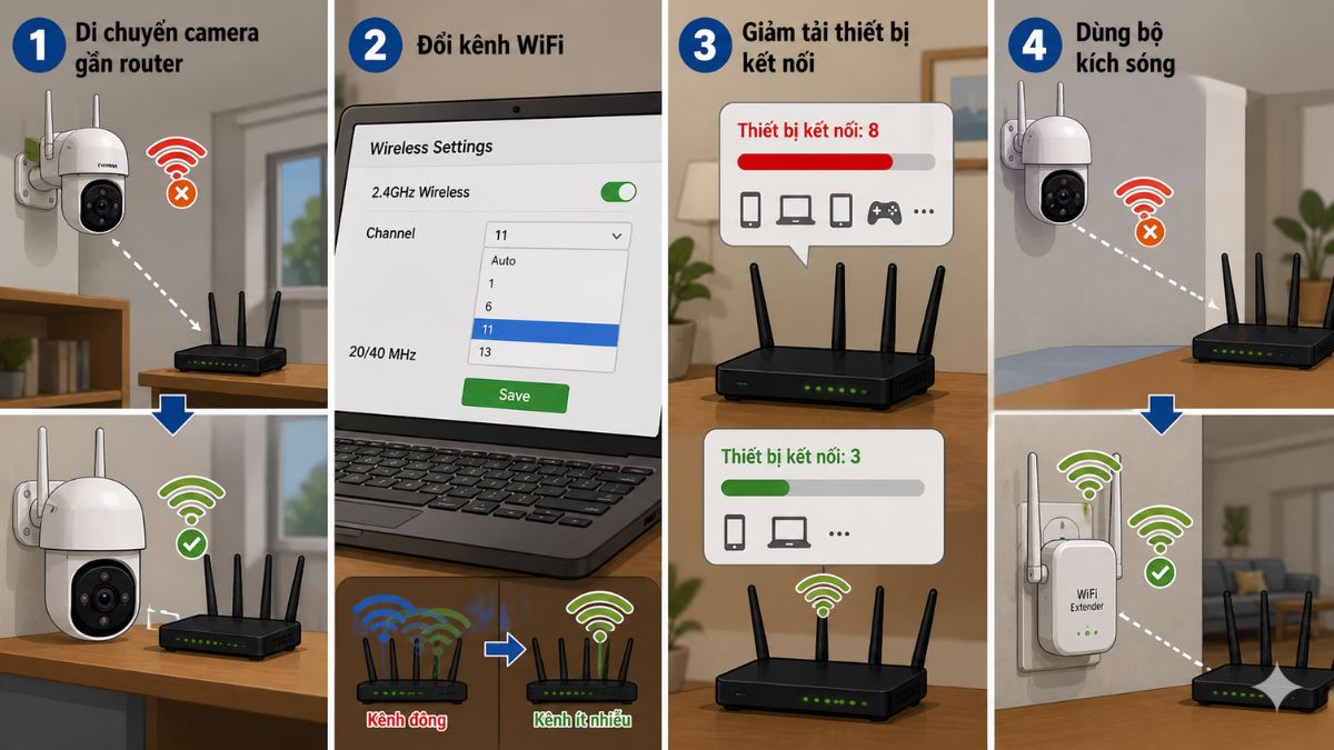Tình huống 4: Camera WiFi lúc online lúc offline