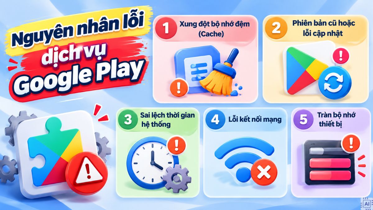 Nguyên nhân lỗi dịch vụ Google Play