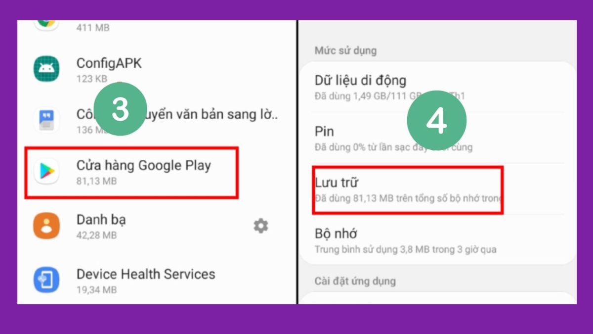 Xóa bộ nhớ đệm và dữ liệu Google Play Store bước 2